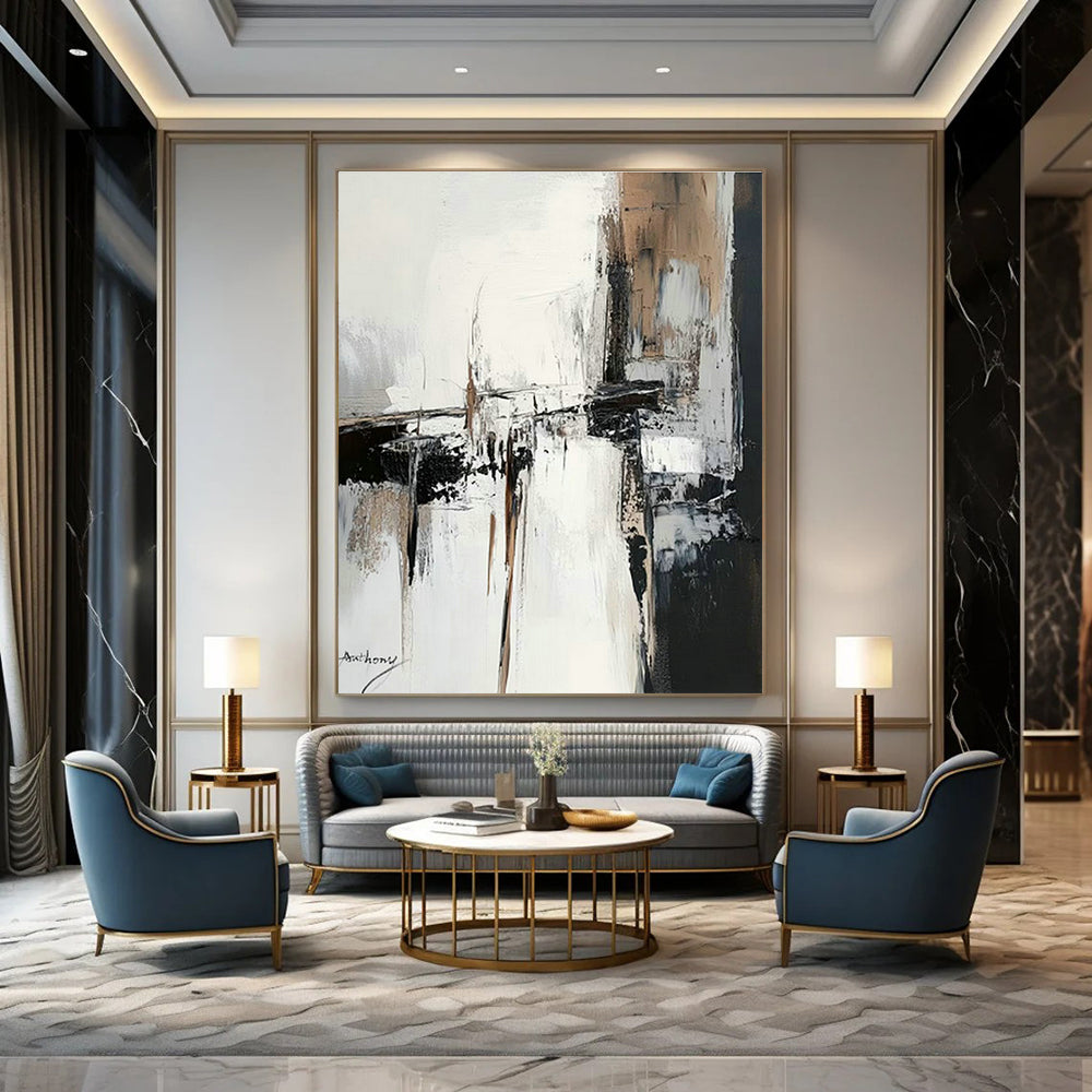 Custom - Designed Hand - Painted Abstract Canvases for Bedroom Canopy Beds and Office Standing Desks DLZ0794
