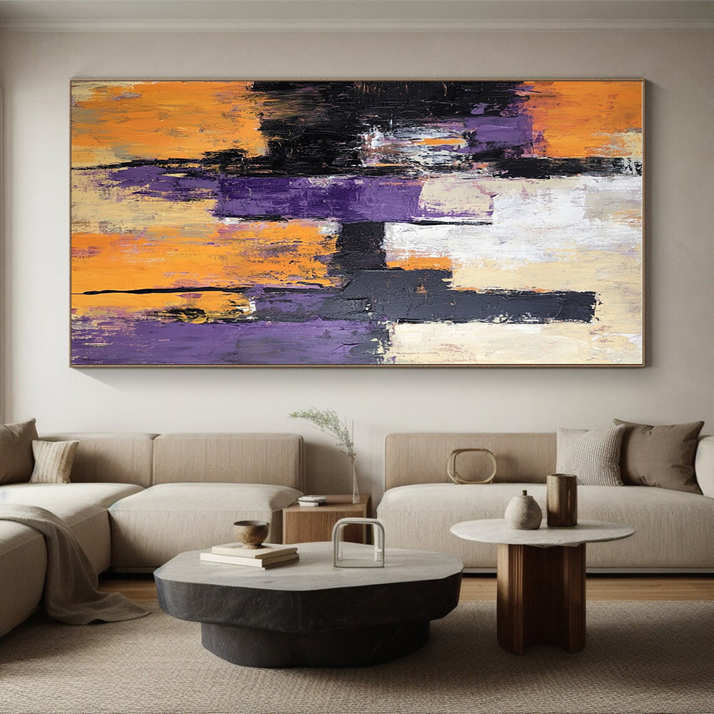 Purple and Orange Abstract Painting with Bold Strokes GER563