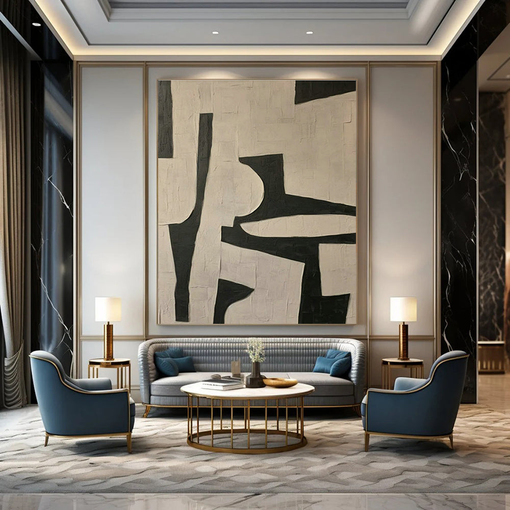 Oversized Custom Hand-Painted Abstract Canvas for Office Reception Wall and Entryway Umbrella Stand Niche DLZ1842