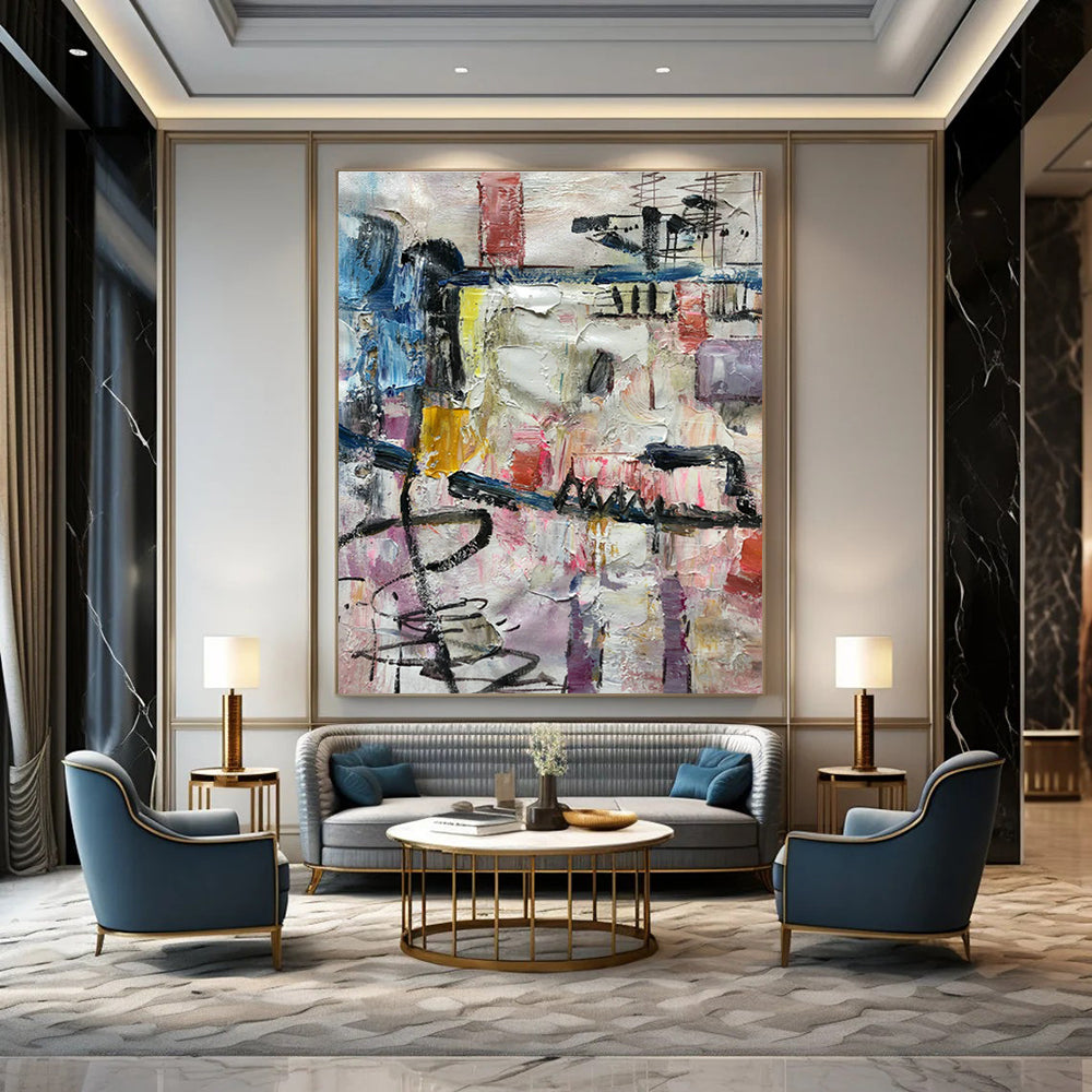 Extra-Large Handmade Abstract Painting for Dining Room & Entryway DLZ1301