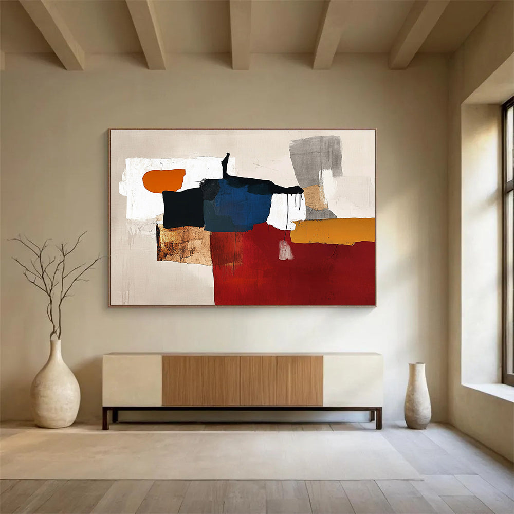 Mixed Color Block Abstract Painting with Eclectic Shapes DYP487