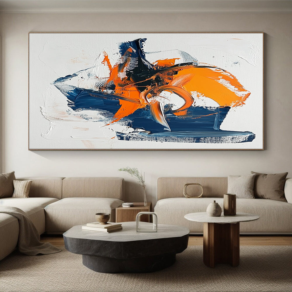 Orange and Blue Abstract Painting with Thick Textures GER445