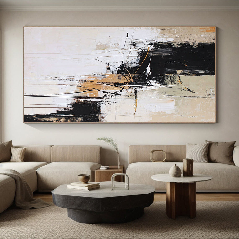 Neutral Textured Abstract Painting with Minimalist Flair GER409