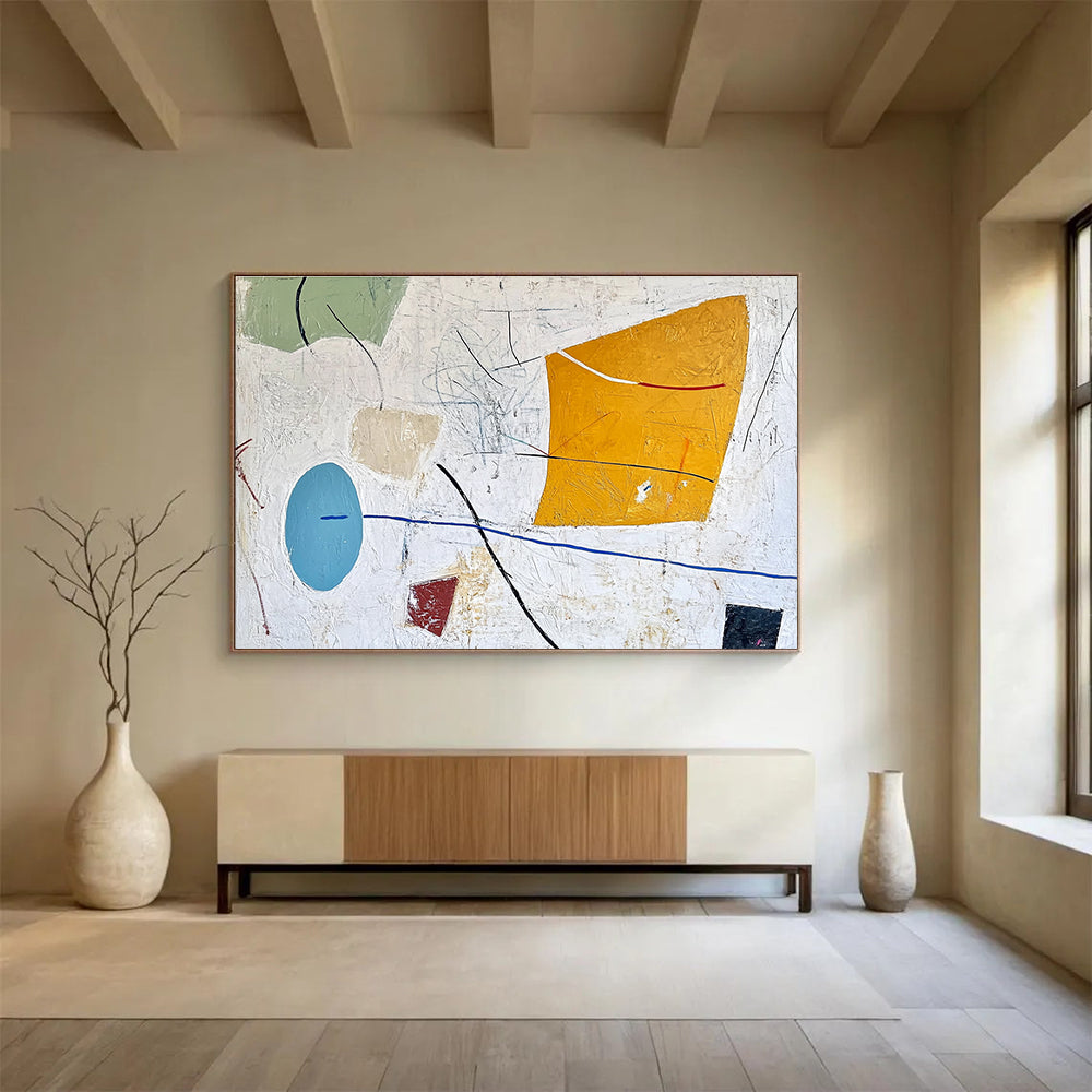 Mixed Shapes Abstract Painting with Colorful Elements DYP456
