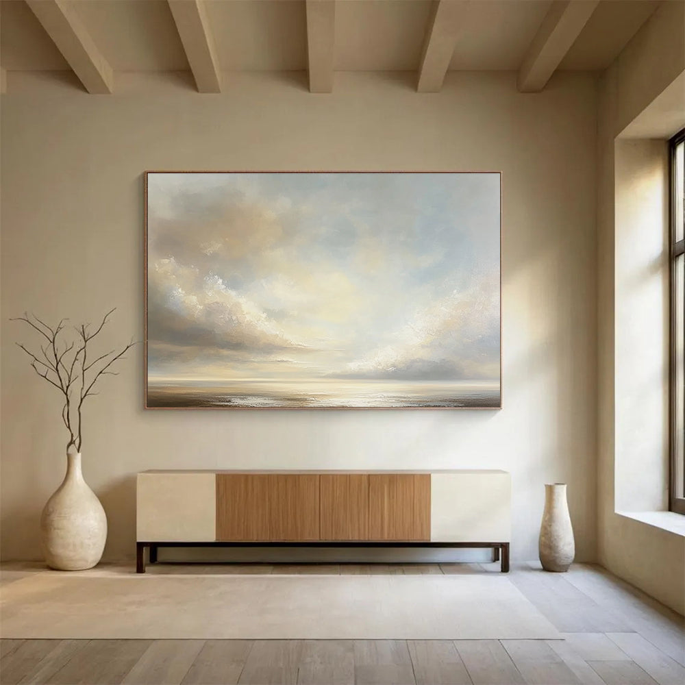 Serene Sky and Sea Abstract Painting with Soft Tones DYP151