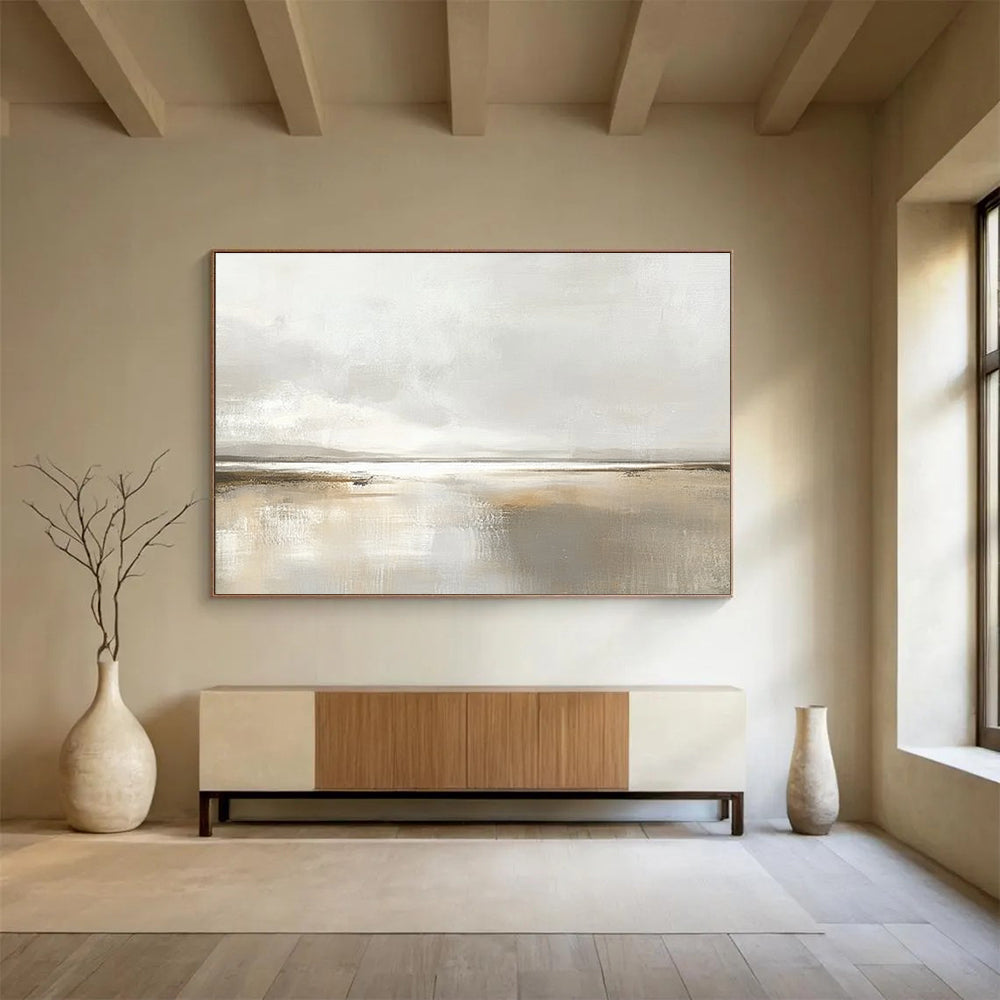 Minimalist Landscape Abstract Painting with Neutral Tones DYP225
