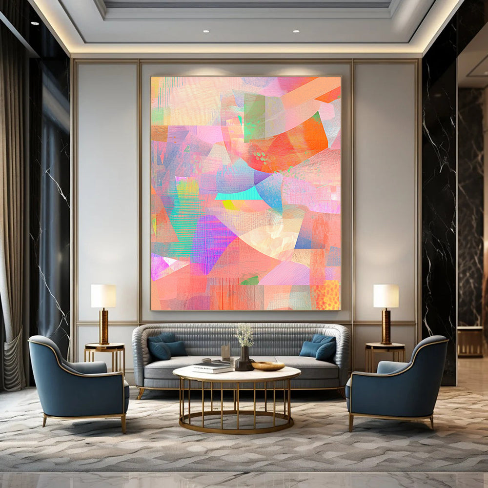 Abstract artwork in pastel colors featuring intricate textures and patterns with feminine hues and a soft pink palette for a vibrant aesthetic.STSC477