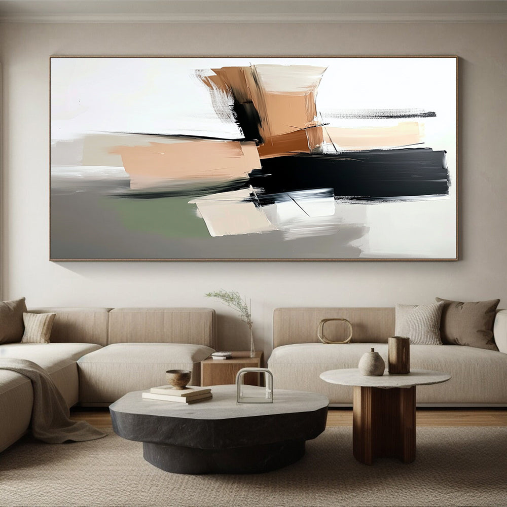 Neutral Tones Abstract Painting with Clean Lines GER756