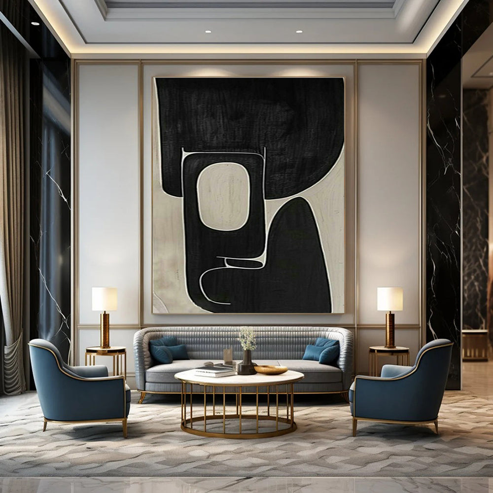 Oversized Custom Hand-Painted Abstract Art for Cottage Hallway Umbrella Stand Interior and Office Printer Station Wall DLZ1976