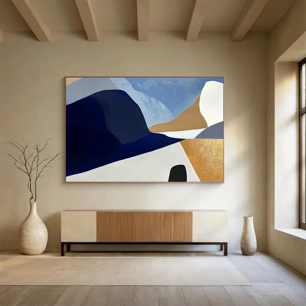 Blue Gray Gold - Modern Landscape Abstract Painting DYP036