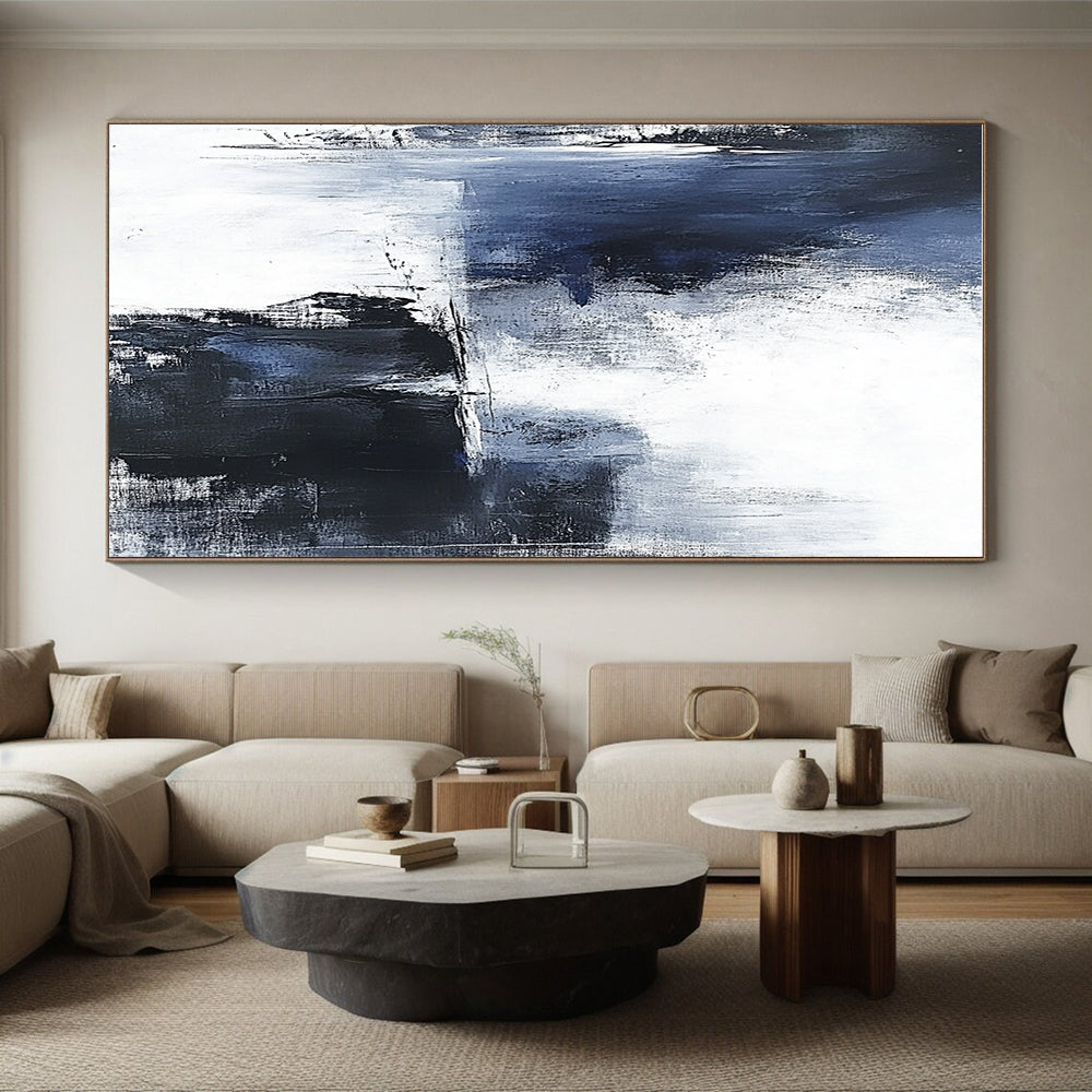 Blue and Gray Abstract Painting with Moody Textures GER557
