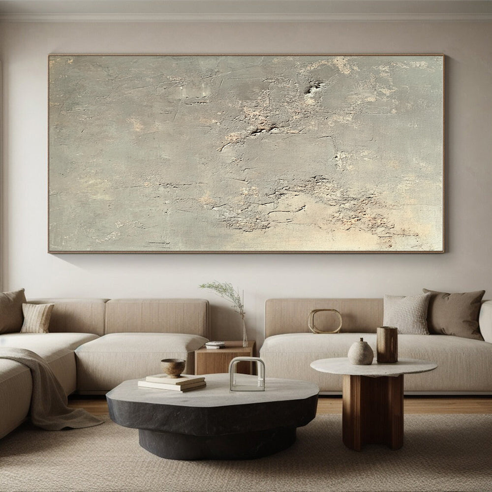 Gray Textured Abstract Painting with Rough Surfaces GER037