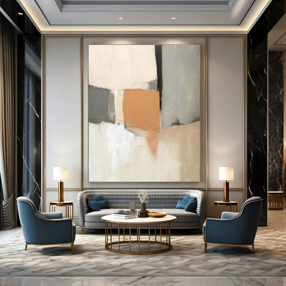 Extra-large Custom Hand-Painted Abstract Canvas for Dining Room Server Hutch Wall and Entryway Glove Storage Niche DLZ1937