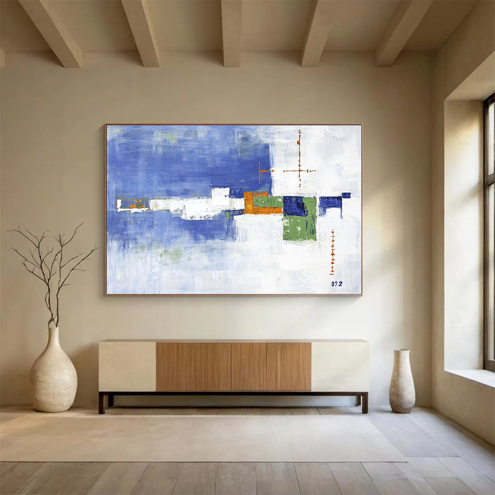 Blue and Green Geometric Abstract Painting DYP086