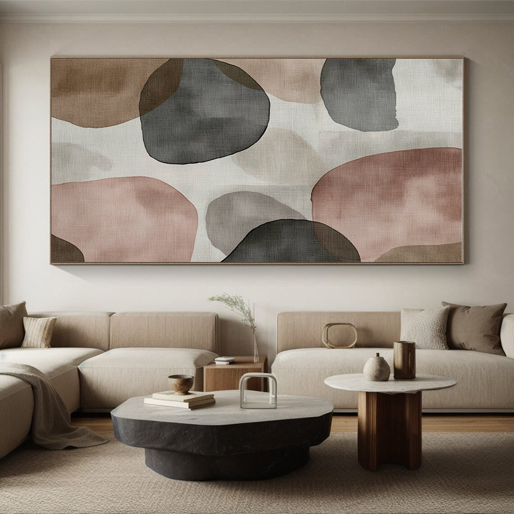 Earthy Shapes Abstract Painting with Soft Color Palette GER724