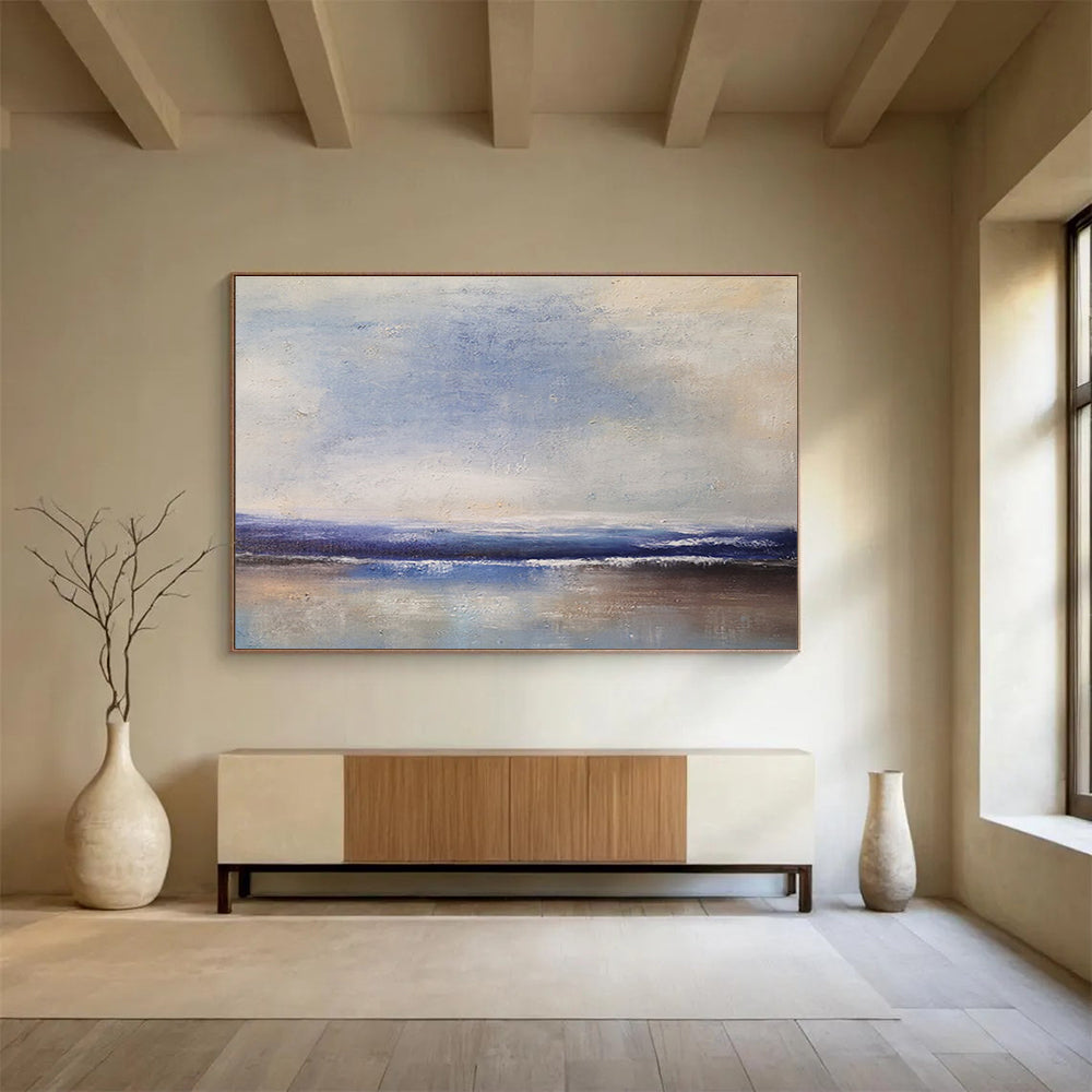 Blue Grey Serene Sea Abstract Painting THY036