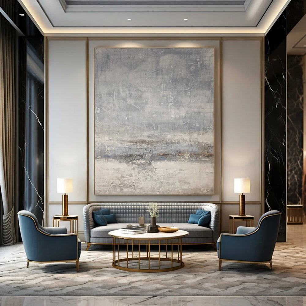 Gray - layered Abstract Painting for Calm Spaces ADGE058