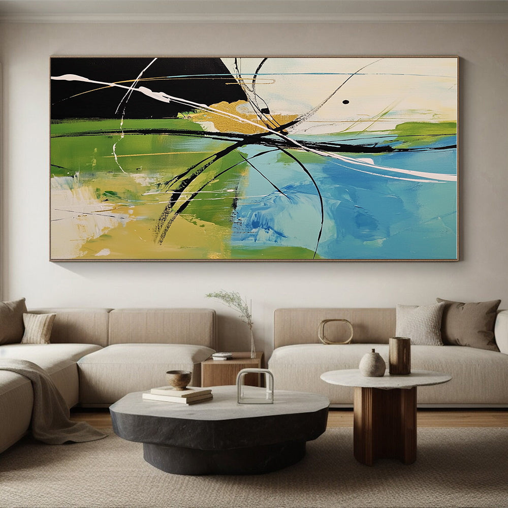 Colorful Line Abstract Painting with Energetic Strokes GER619