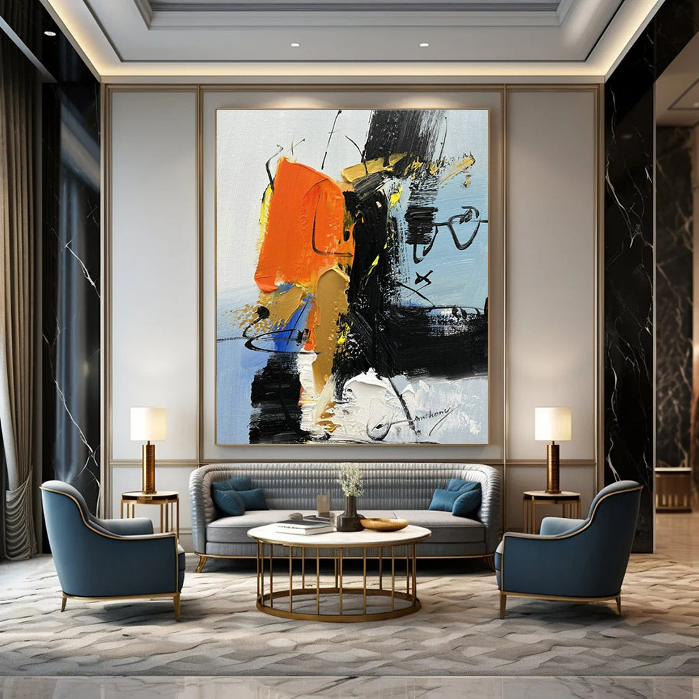 Original Handmade Abstract Canvas for Cottage Entryway & Dining Room DLZ1665