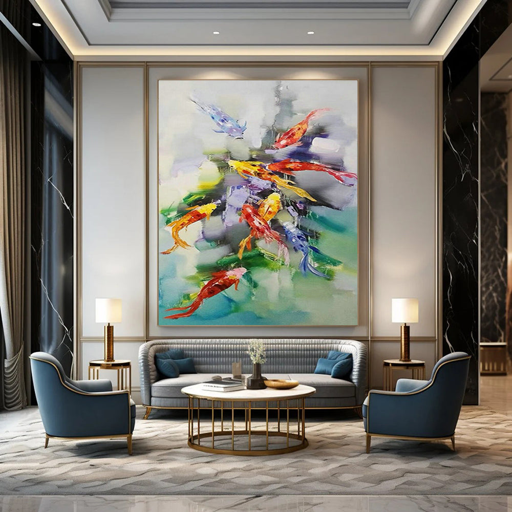 Massive Custom Hand - Painted Abstract Murals for Living Room Open - Shelf Kitchenettes & Cottage Outdoor Showers DLZ0672