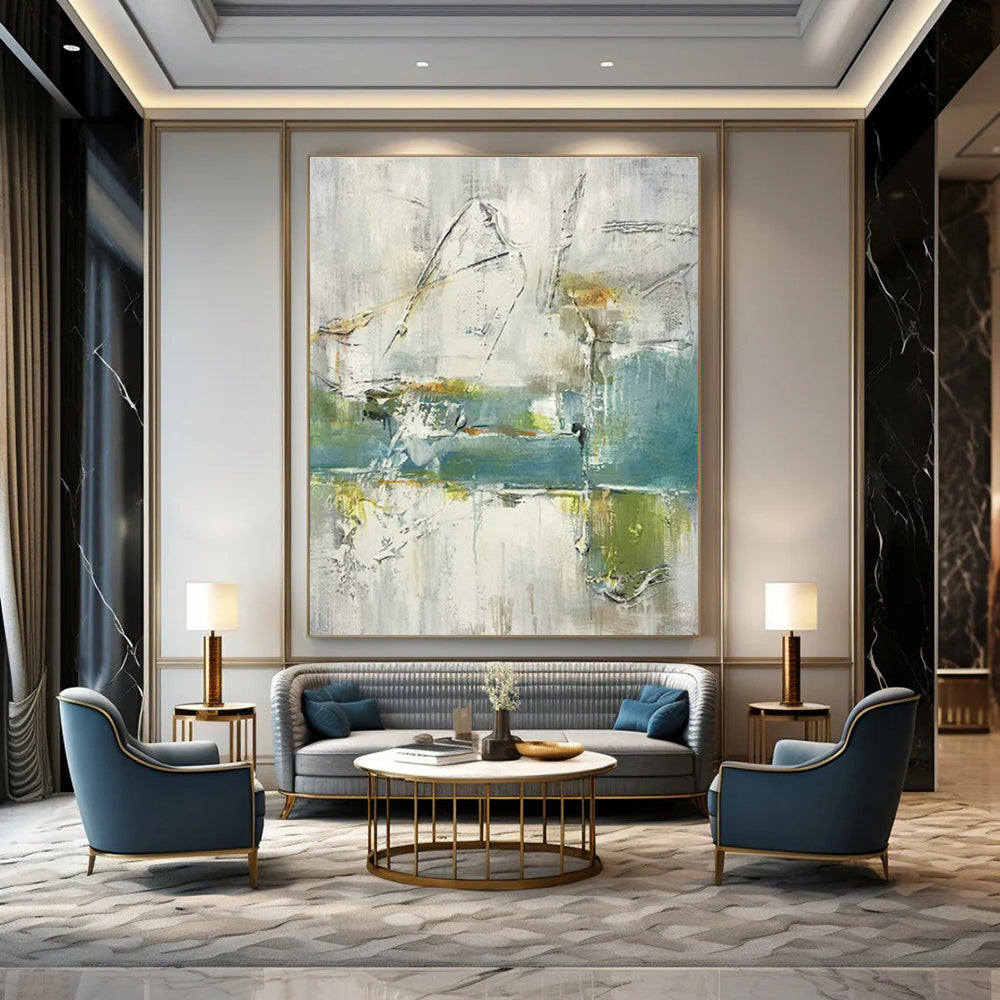 Original Hand-Painted Abstract Canvas for Cottage Living Room Wall Sconce Niche & Bedroom Alarm Clock Shelf Wall DLZ1780