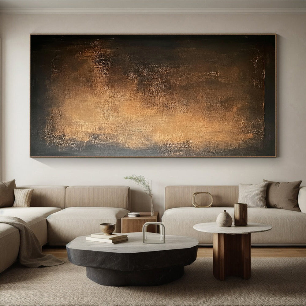 Dark Gold Abstract Painting with Mysterious Glow GER136