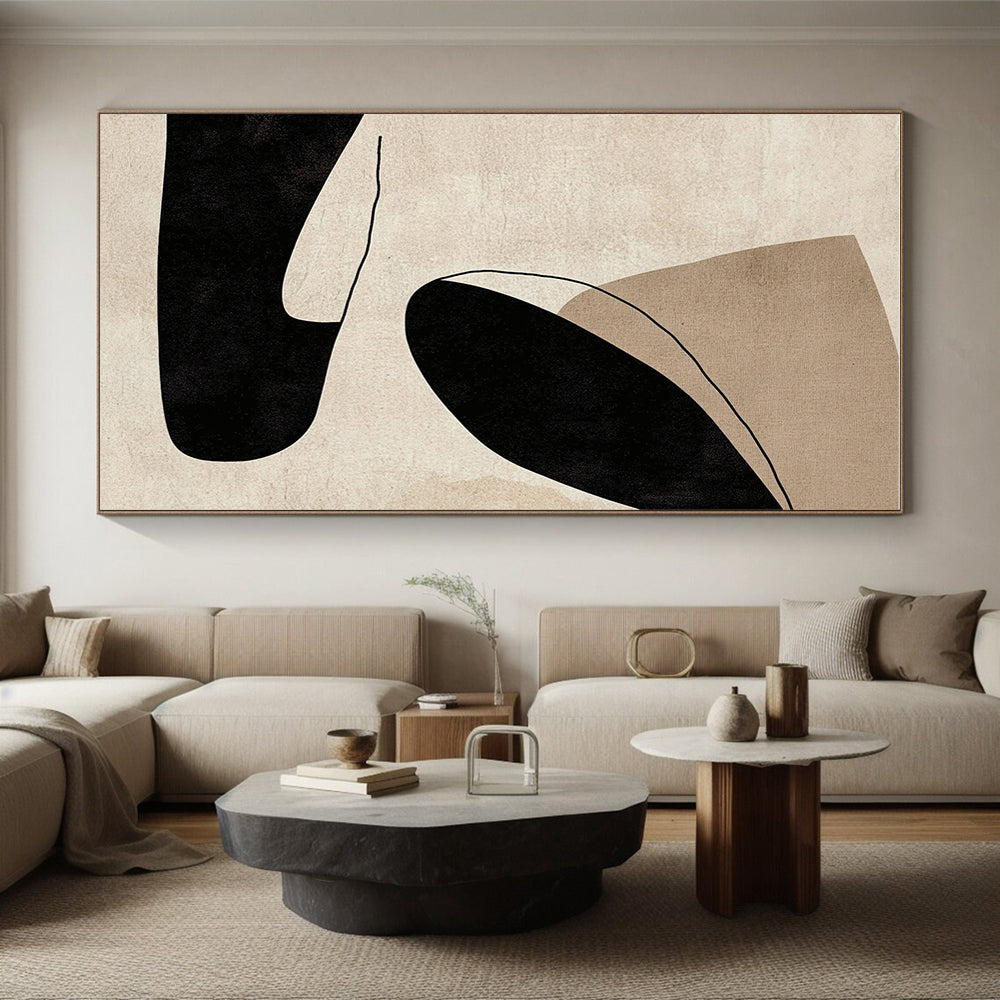 Minimalist Shape Abstract with Black and Beige GER314