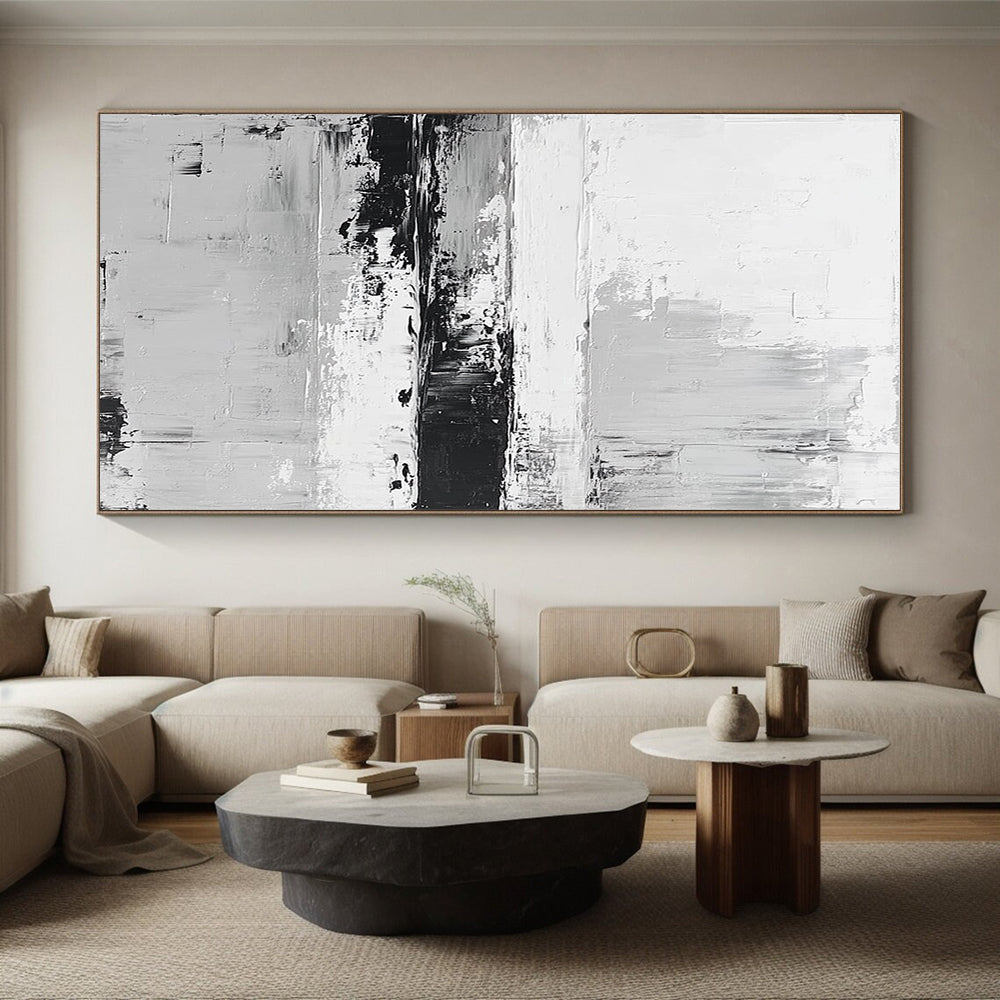 Monochrome Layered Abstract with Black and White Textures GER361