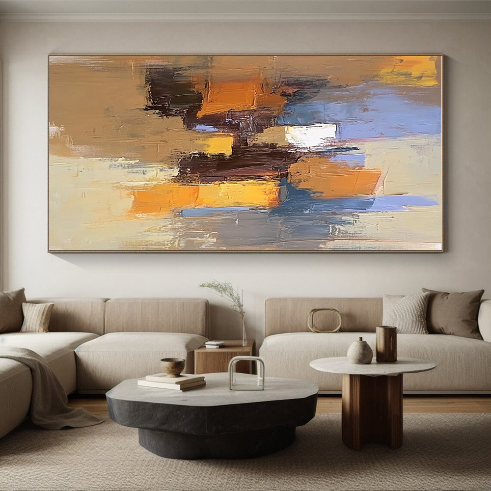 Colorful Block Abstract Painting with Layered Hues GER792