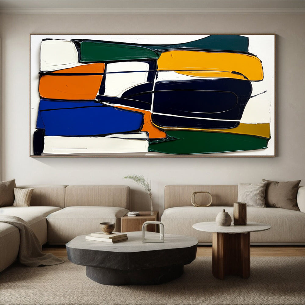 Colorful Geometric Abstract Painting with Textured Shapes GER613
