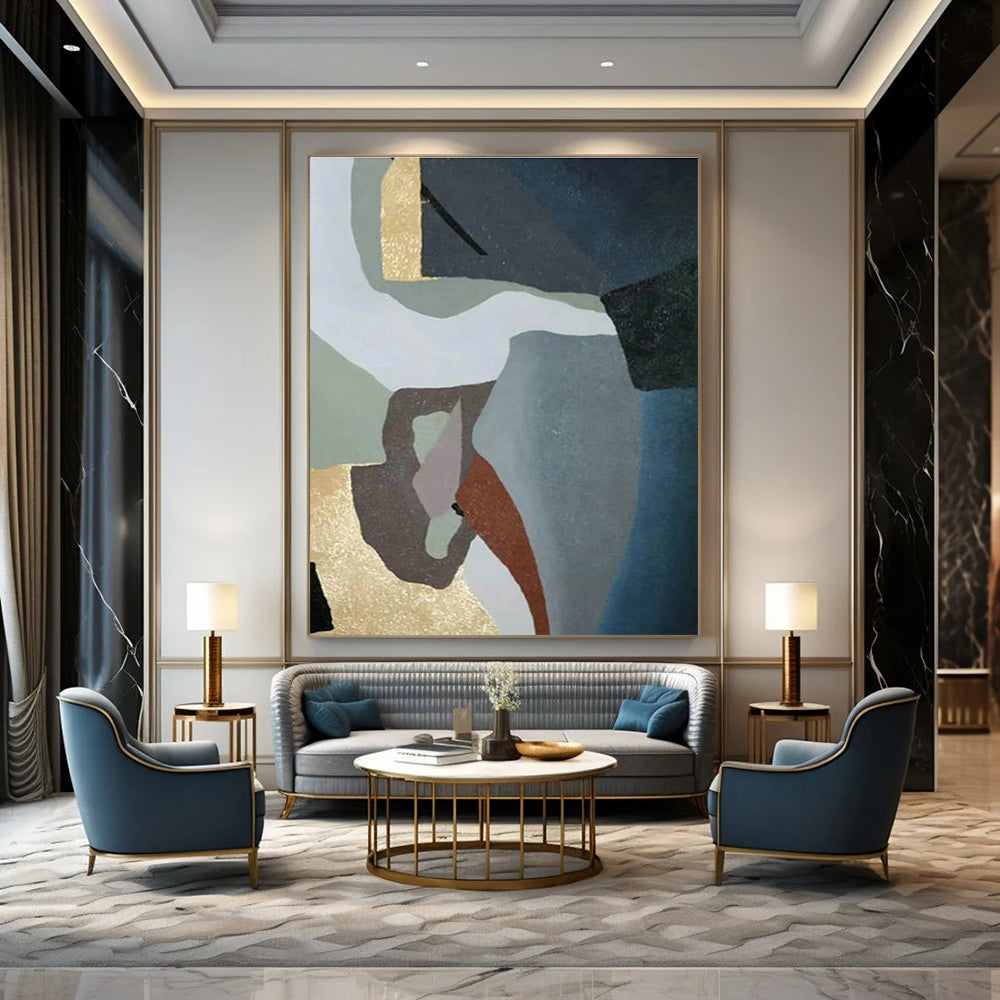 Custom Abstract Hand - Painted Canvases for Living Room & Cottage Entryway DLZ0563