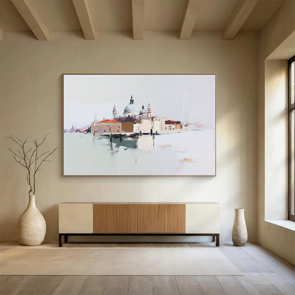 Abstract Venice Scene Painting with Soft Color Palette DYP285