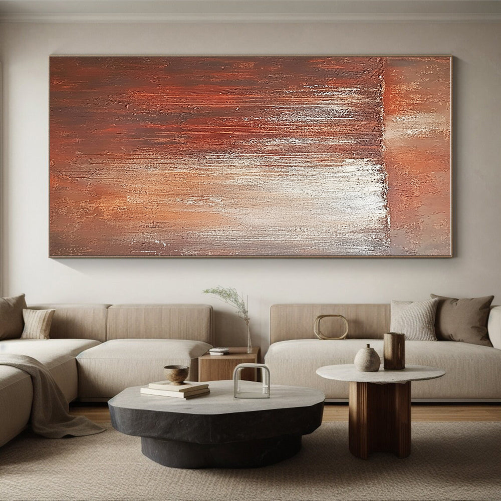 Rust - Colored Abstract Painting with Textured Patina GER137
