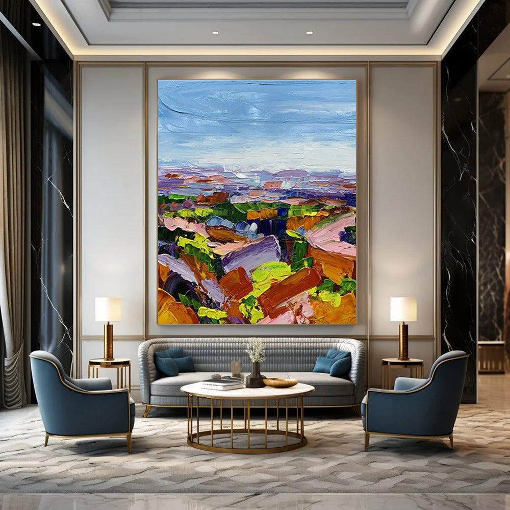 Colorful Landscape Abstract Painting with Layered Textures ADGE276
