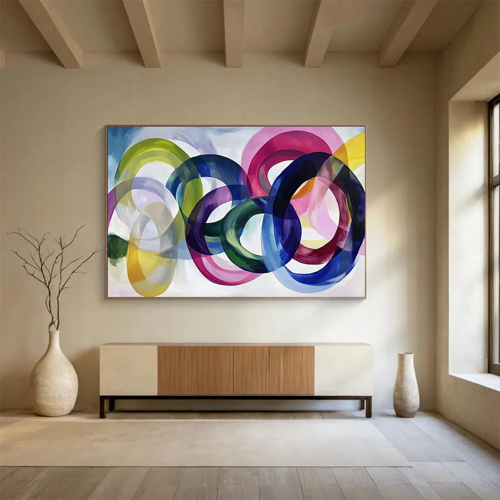 Colorful Ring - Shaped Abstract Painting with Various Hues DYP116