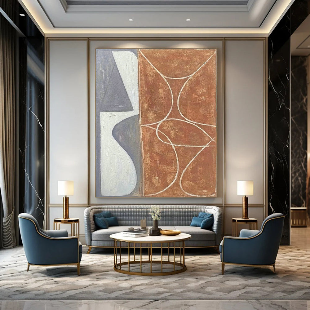 Large Hand - Painted Abstract Artwork for Entryway & Cottage Hallway DLZ1145