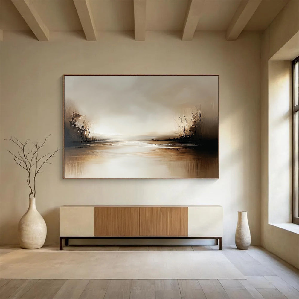 Warm Toned Landscape Abstract Painting with Browns and Creams DYP231