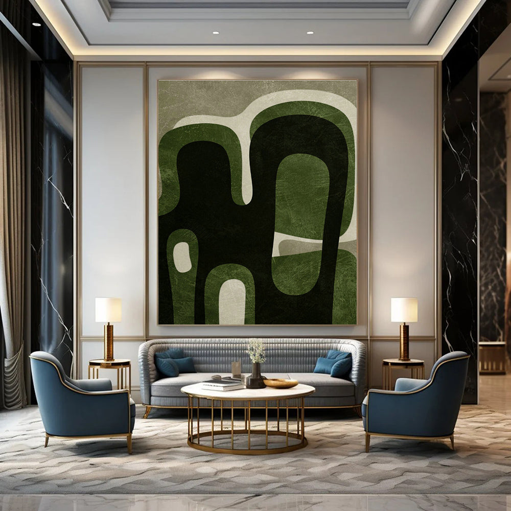 Hand - Painted Oversized Abstract Wall Collage for Hallway & Entryway DLZ1388