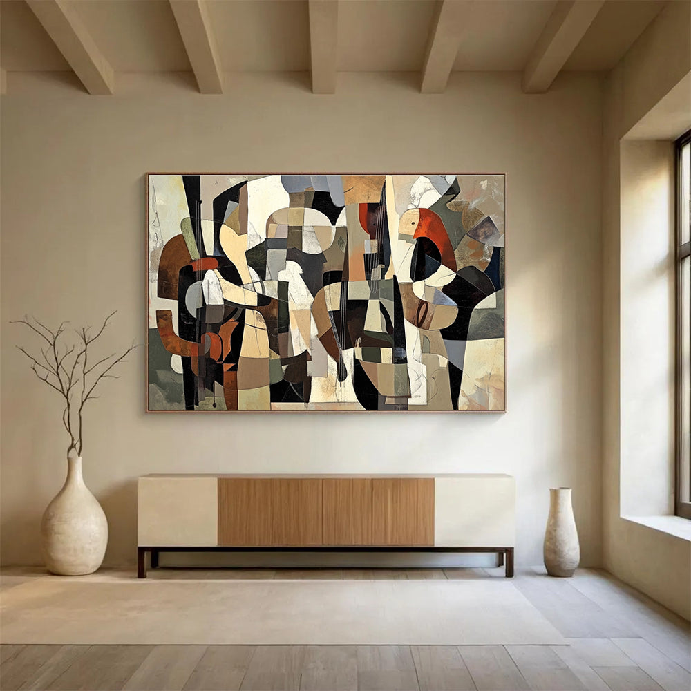 Cubist Abstract Painting with Multicolor Geometric Shapes DYP553