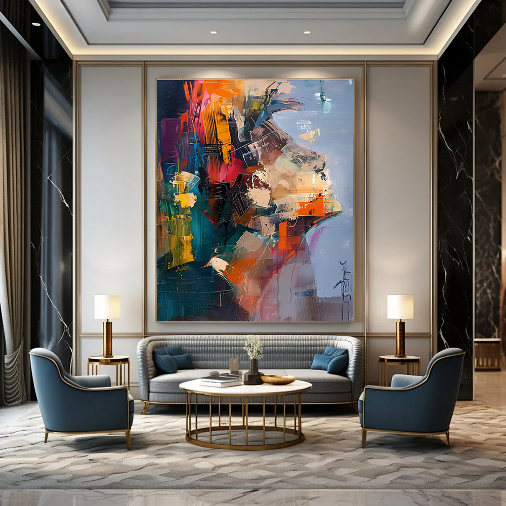 Colorful Portrait Abstract Painting with Mixed Hues ADGE285