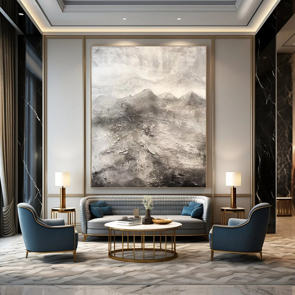 Gray Abstract Mountain Textured Painting ADGE256