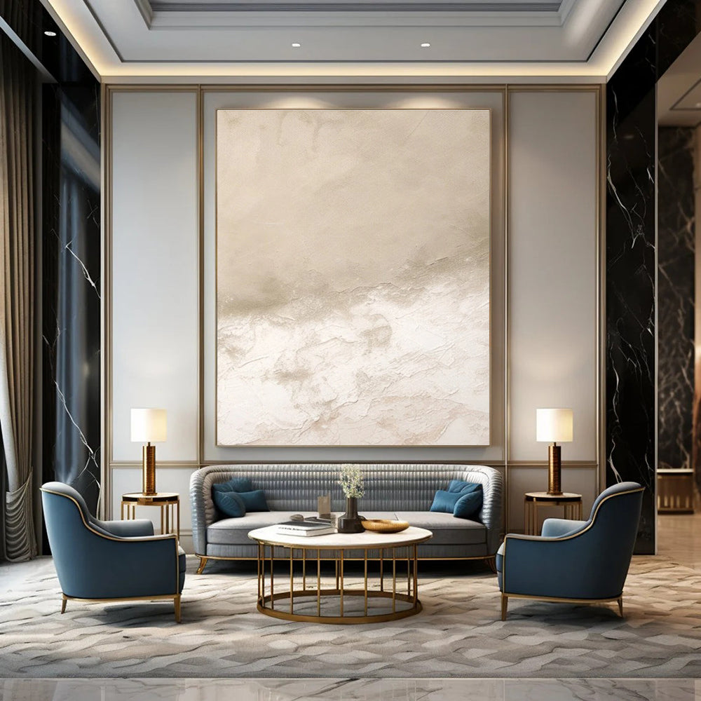 Beige Textured Abstract Painting with Subtle Layers ADGE078