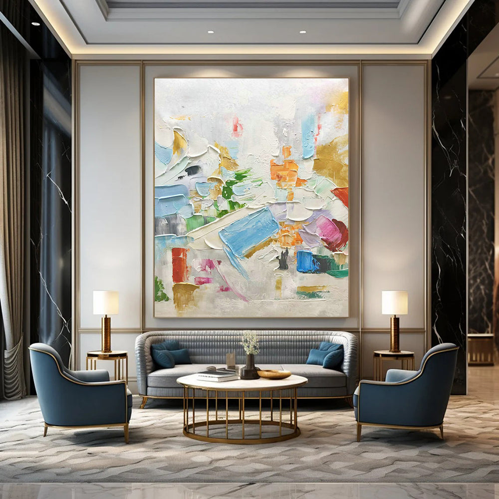 Large Hand-Painted Abstract Art for Cottage Bedroom and Living Room DLZ1607