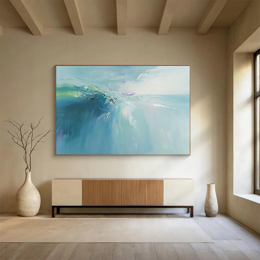 Soft Blue Abstract Painting with Gentle Brushstrokes DYP208