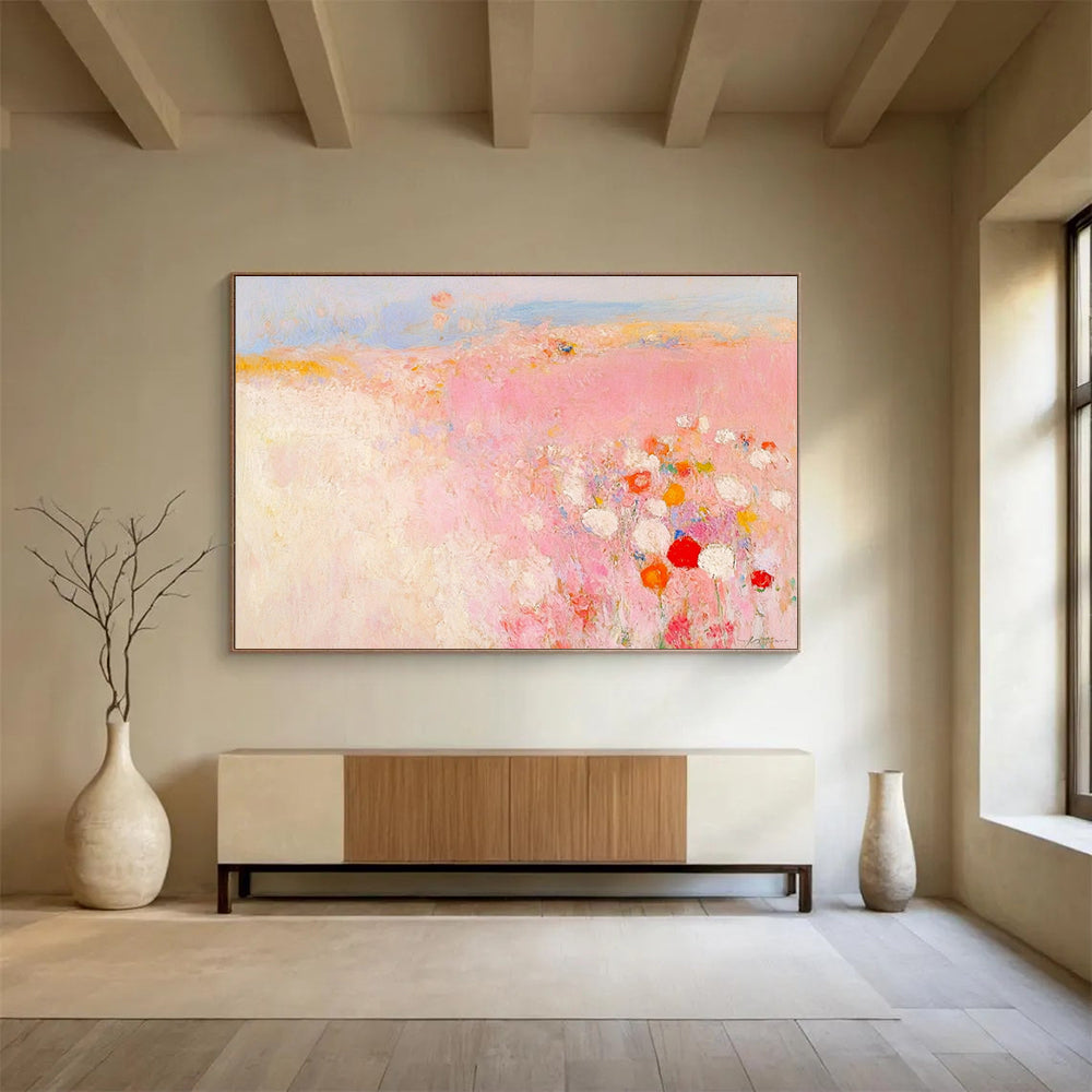 Pastel Landscape Abstract Painting with Pink and Soft Hues DYP508