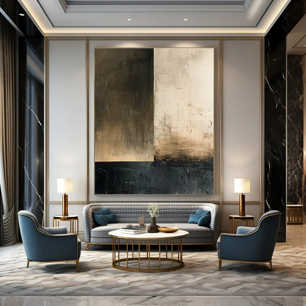 Brown Beige Black Abstract Painting ADGE016