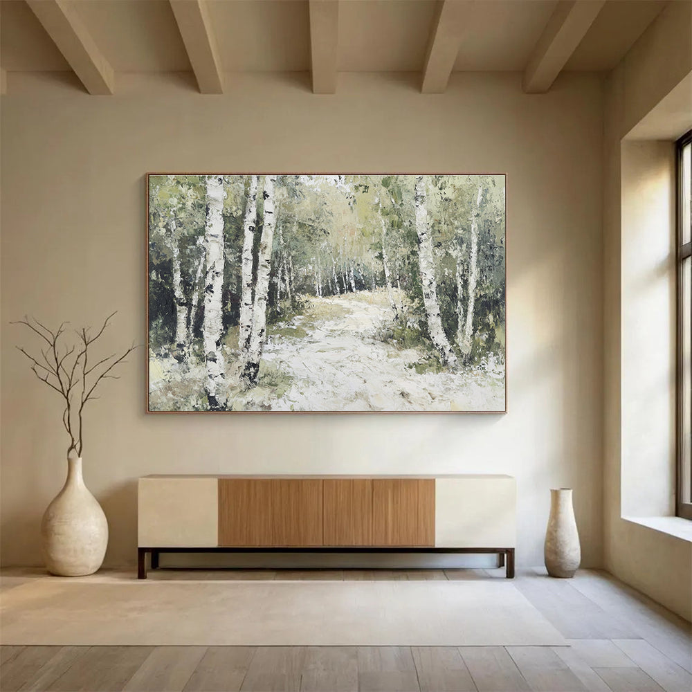 Birch Forest Path - Impressionist Landscape Painting DYP058