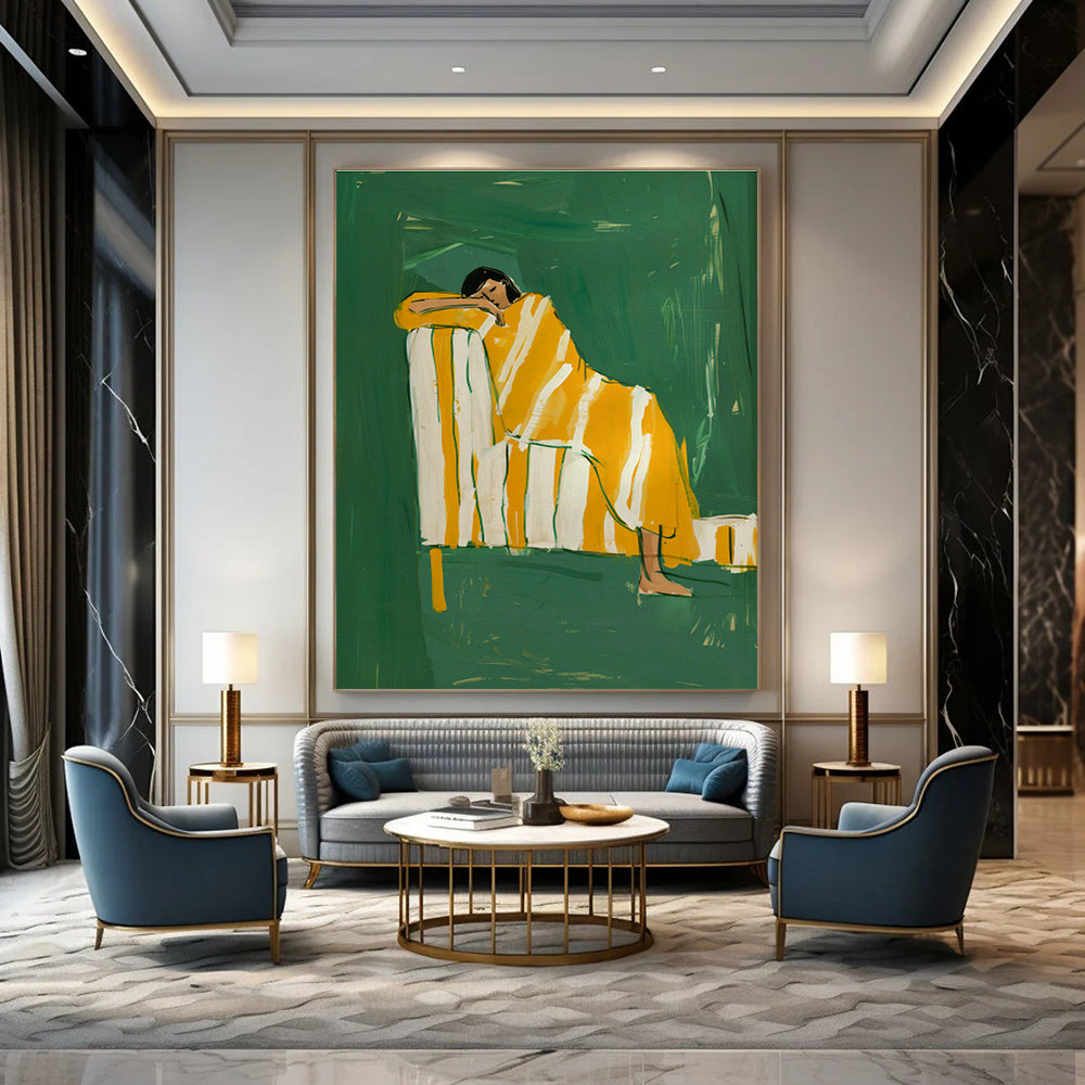 Oversized Abstract Hand - Painted Murals for Office Meeting Rooms & Dining Room Bay Windows DLZ0689