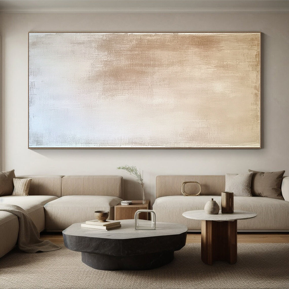 Beige and White Textured Abstract Painting with Subtle Gradients GER022