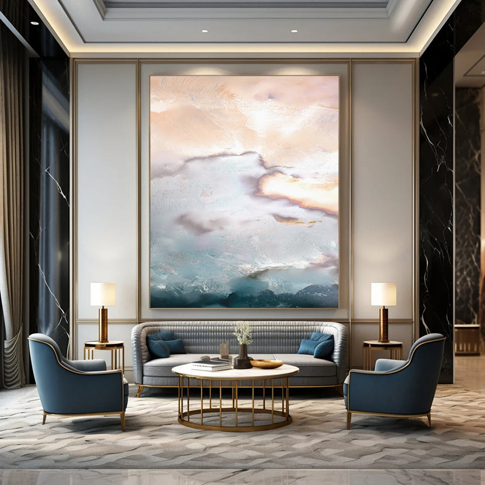 Blush and Teal Cloud - inspired Abstract Painting ADGE165
